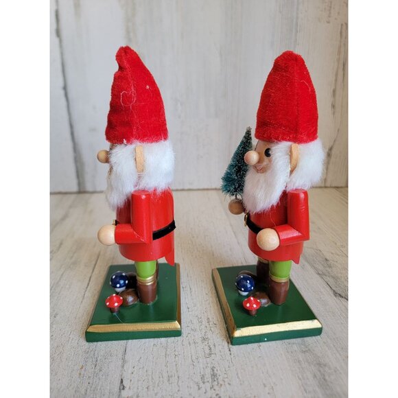 Gnome mushroom Nutcracker set unique elf Decor wooden Xmas - Picture 5 of 8